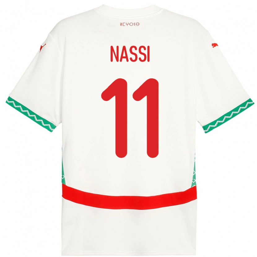 Danxen Mann Marokko Walid Nassi #11 Hvit Bortetrøye Drakt Trøye 24-26 Skjorter T-Skjorte