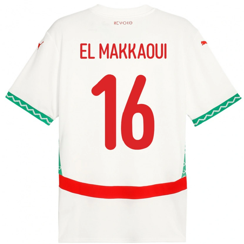 Danxen Mann Marokko Anas El Makkaoui #16 Hvit Bortetrøye Drakt Trøye 24-26 Skjorter T-Skjorte