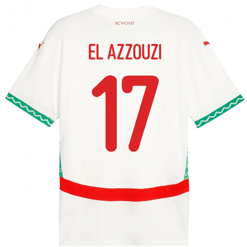 Danxen Mann Marokko Oussama El Azzouzi #17 Hvit Bortetrøye Drakt Trøye 24-26 Skjorter T-Skjorte