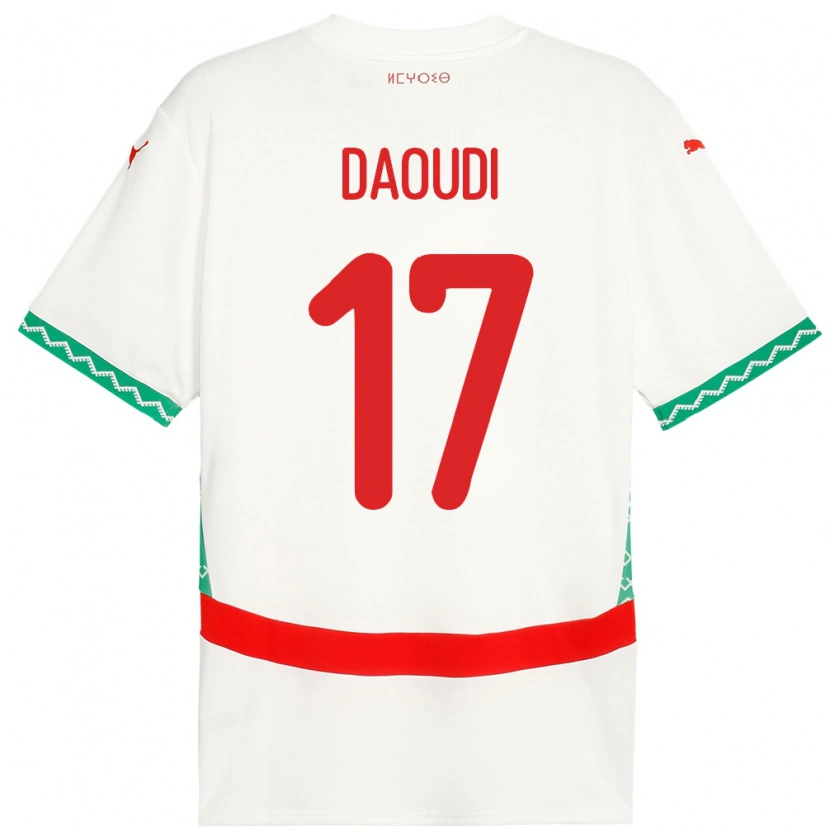 Danxen Mann Marokko Abdelali Daoudi #17 Hvit Bortetrøye Drakt Trøye 24-26 Skjorter T-Skjorte