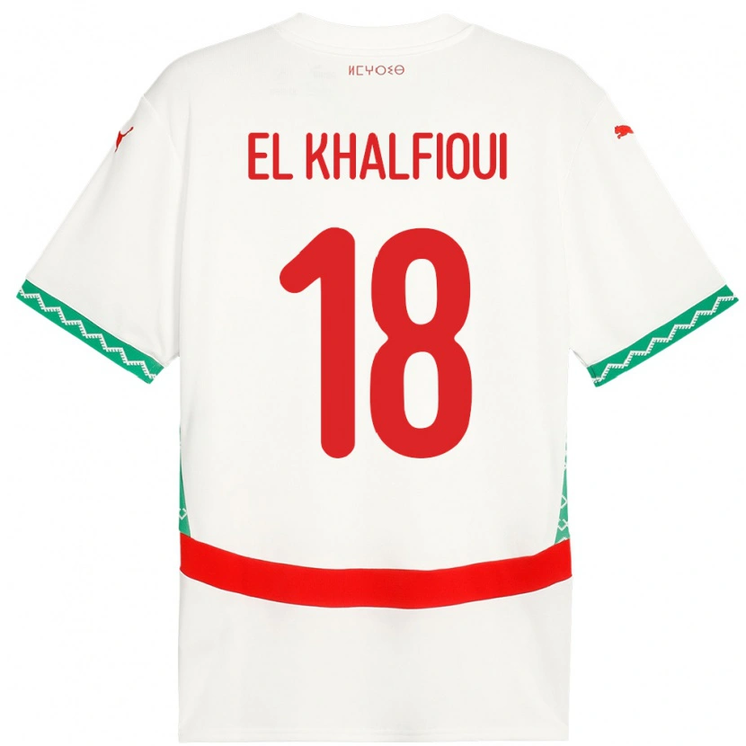 Danxen Mann Marokko Zakari El Khalfioui #18 Hvit Bortetrøye Drakt Trøye 24-26 Skjorter T-Skjorte
