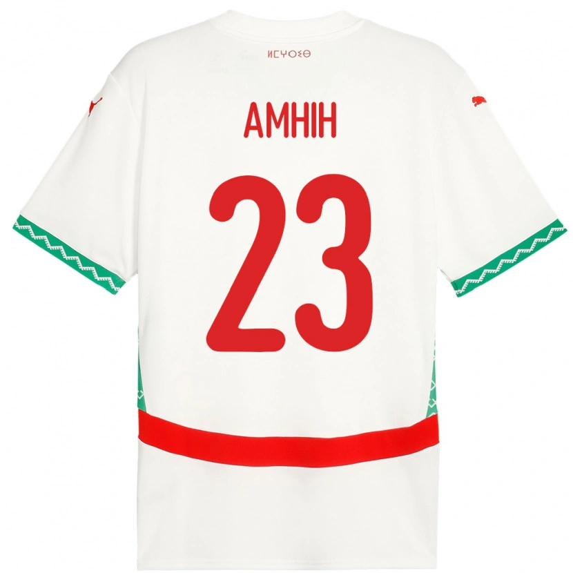 Danxen Mann Marokko Yassine Amhih #23 Hvit Bortetrøye Drakt Trøye 24-26 Skjorter T-Skjorte