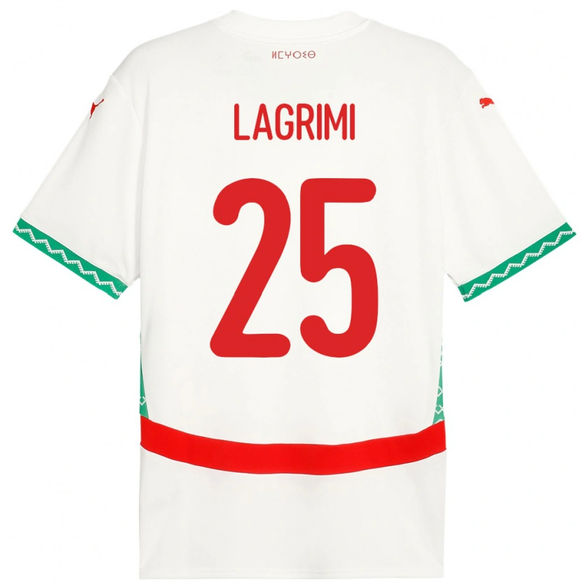 Danxen Mann Marokko Ilyass Lagrimi #25 Hvit Bortetrøye Drakt Trøye 24-26 Skjorter T-Skjorte