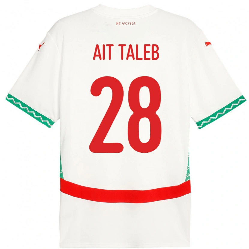 Danxen Mann Marokko Ismail Ait Taleb #28 Hvit Bortetrøye Drakt Trøye 24-26 Skjorter T-Skjorte