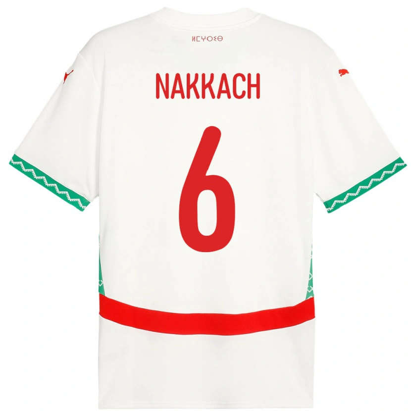 Danxen Mann Marokko Elodie Nakkach #6 Hvit Bortetrøye Drakt Trøye 24-26 Skjorter T-Skjorte