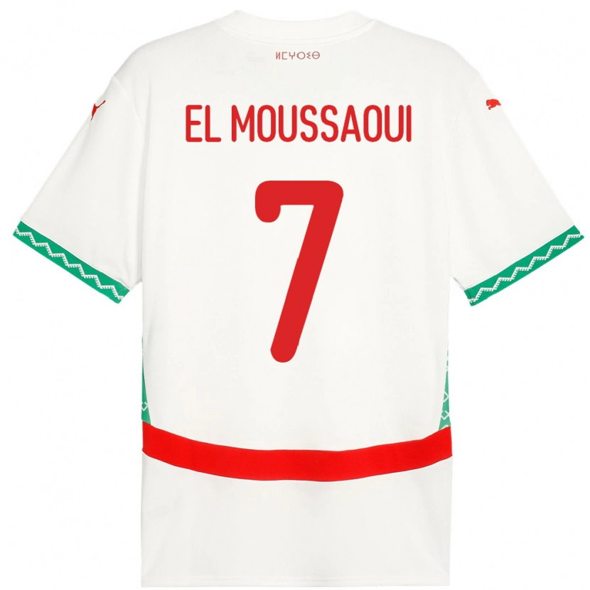 Danxen Mann Marokko Hamza El Moussaoui #7 Hvit Bortetrøye Drakt Trøye 24-26 Skjorter T-Skjorte