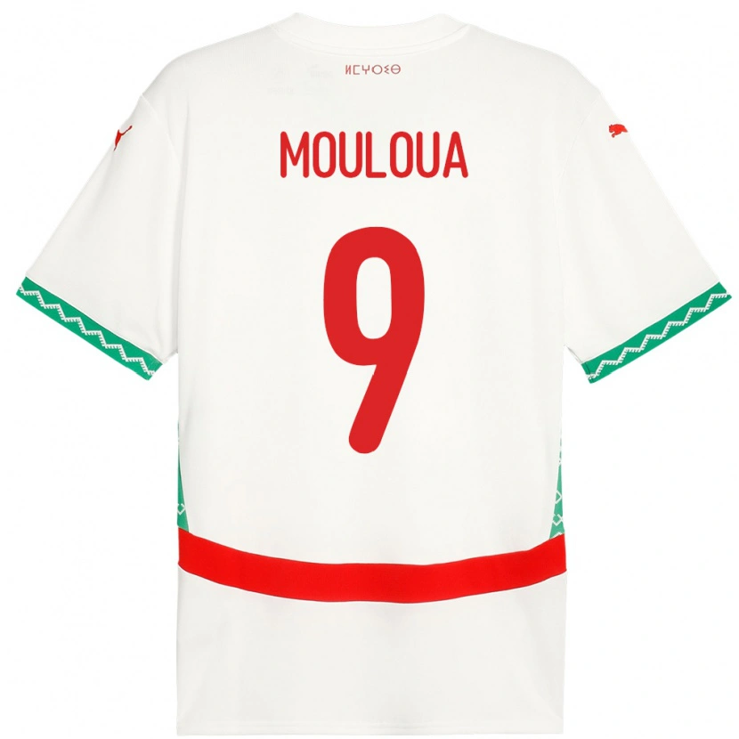 Danxen Mann Marokko Ayoub Mouloua #9 Hvit Bortetrøye Drakt Trøye 24-26 Skjorter T-Skjorte