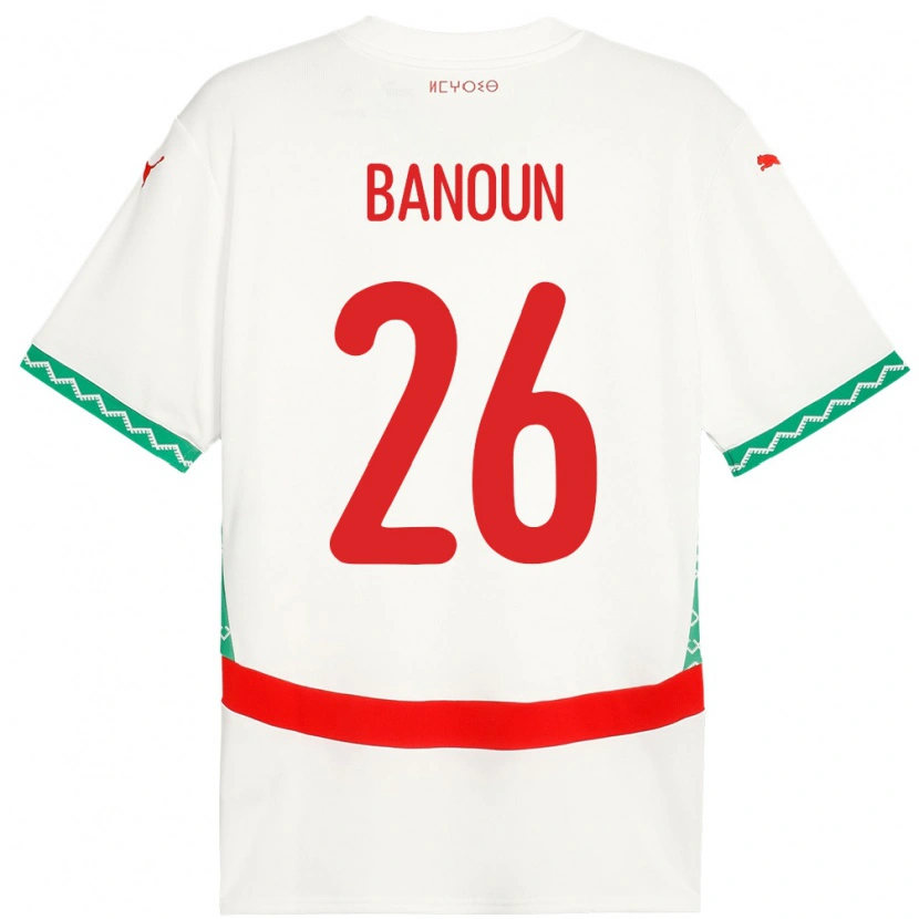 Danxen Mann Marokko Badr Banoun #26 Hvit Bortetrøye Drakt Trøye 24-26 Skjorter T-Skjorte