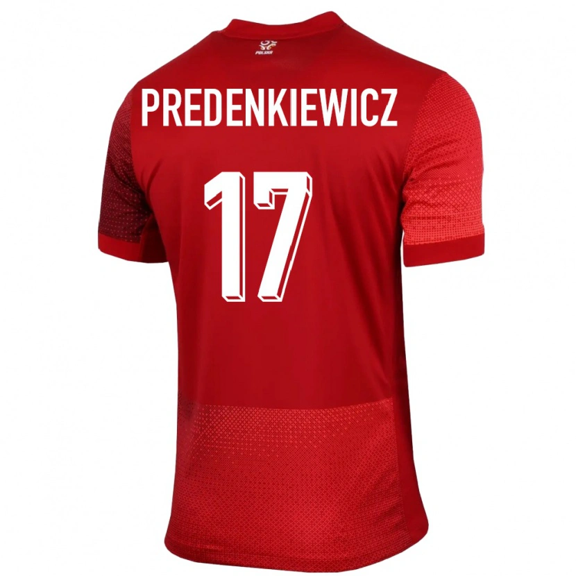 Danxen Mann Polen Marcel Predenkiewicz #17 Rød Bortetrøye Drakt Trøye 24-26 Skjorter T-Skjorte