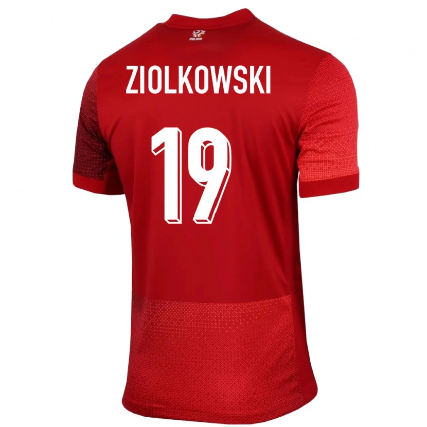 Danxen Mann Polen Jan Ziolkowski #19 Rød Bortetrøye Drakt Trøye 24-26 Skjorter T-Skjorte