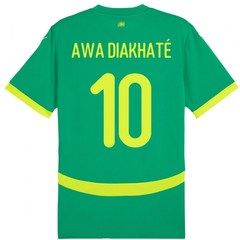 Danxen Mann Senegal Ndeye Awa Diakhate #10 Grønn Bortetrøye Drakt Trøye 24-26 Skjorter T-Skjorte