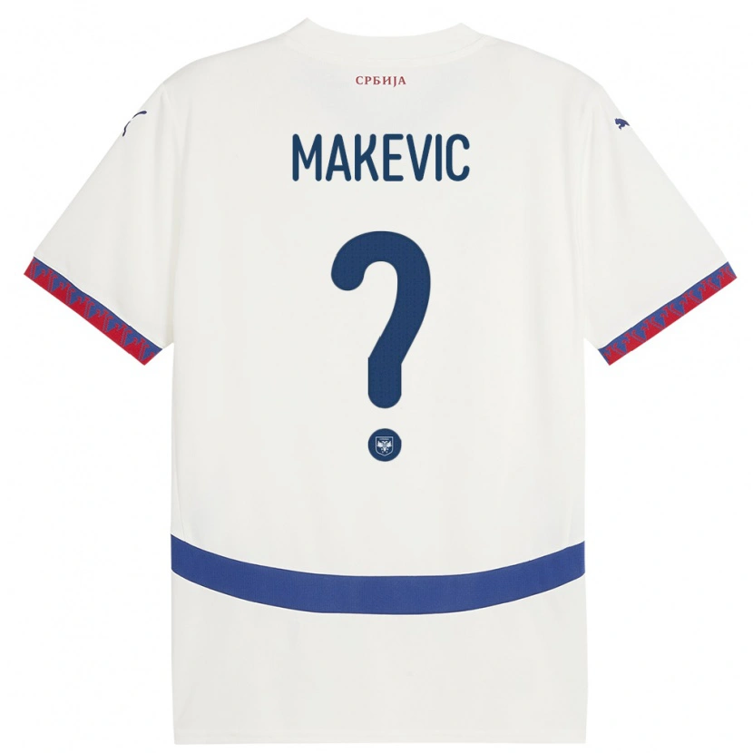 Danxen Mann Serbia Dusan Makevic #0 Hvit Bortetrøye Drakt Trøye 24-26 Skjorter T-Skjorte