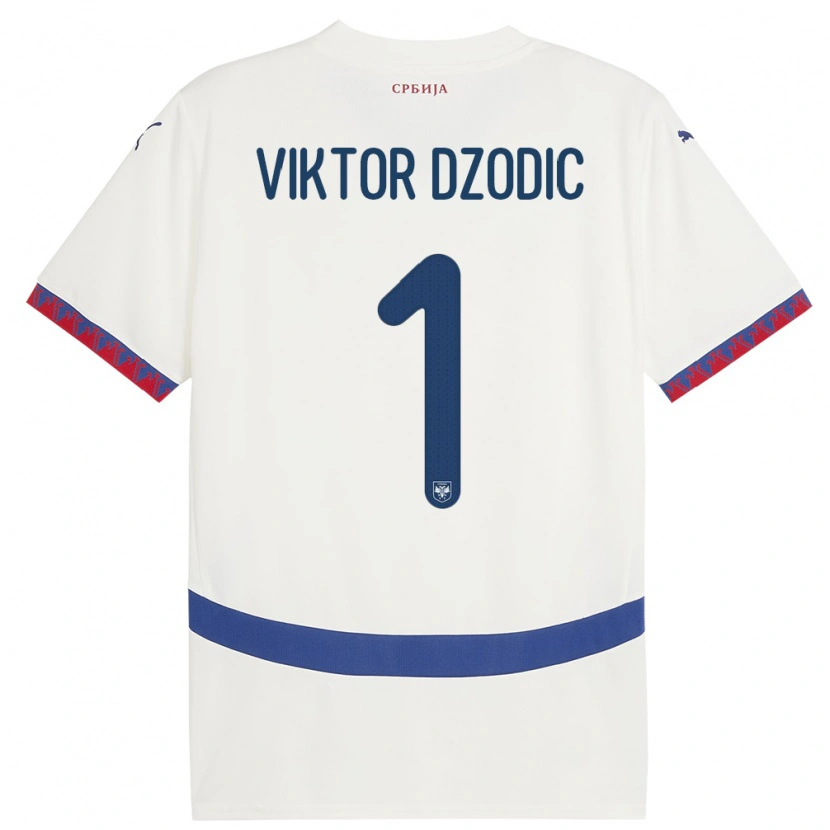 Danxen Mann Serbia Viktor Dzodic #1 Hvit Bortetrøye Drakt Trøye 24-26 Skjorter T-Skjorte