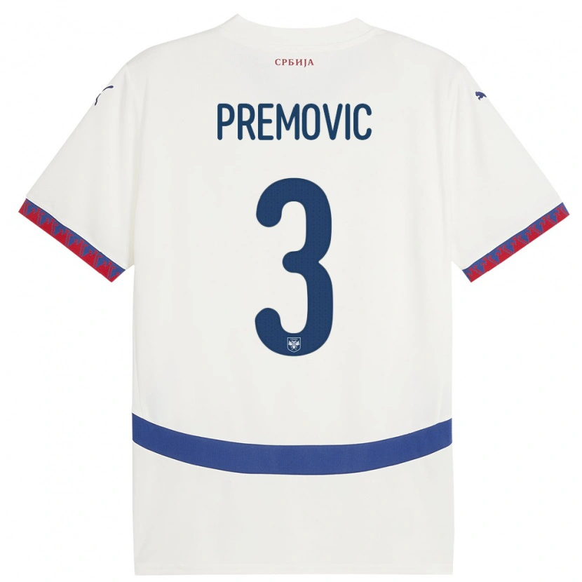 Danxen Mann Serbia Relja Premovic #3 Hvit Bortetrøye Drakt Trøye 24-26 Skjorter T-Skjorte