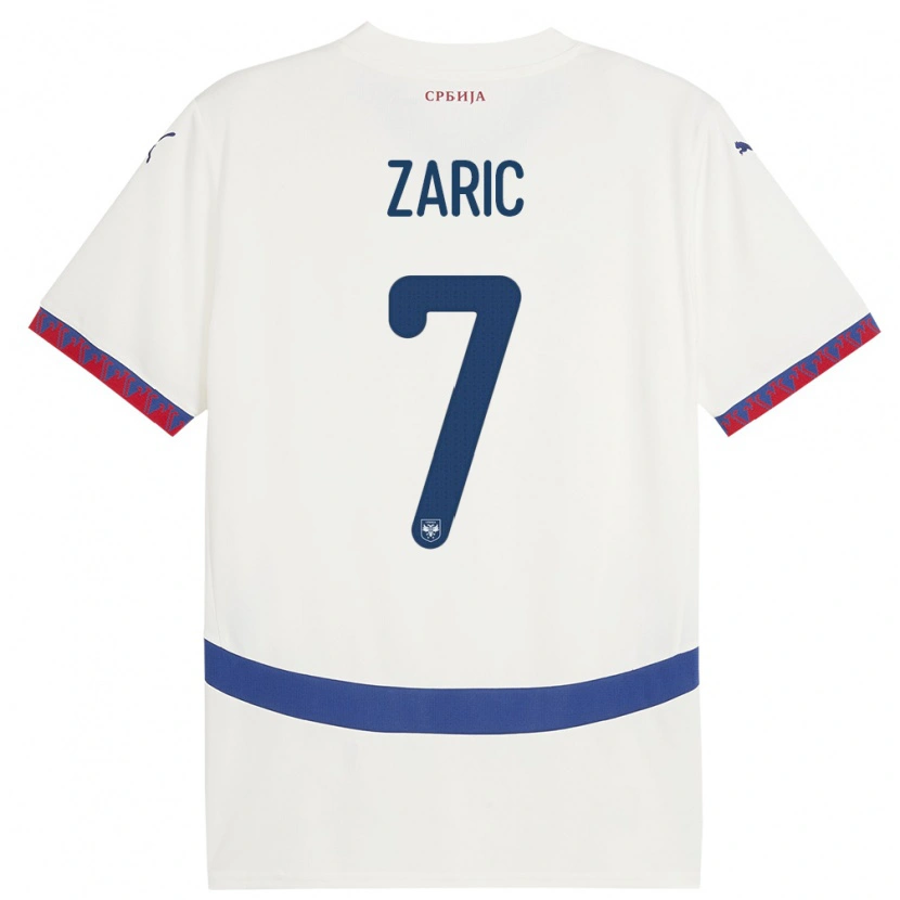 Danxen Mann Serbia Luka Zaric #7 Hvit Bortetrøye Drakt Trøye 24-26 Skjorter T-Skjorte