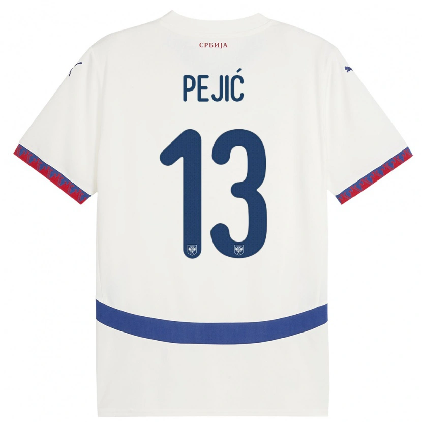 Danxen Mann Serbia Danilo Pejić #13 Hvit Bortetrøye Drakt Trøye 24-26 Skjorter T-Skjorte