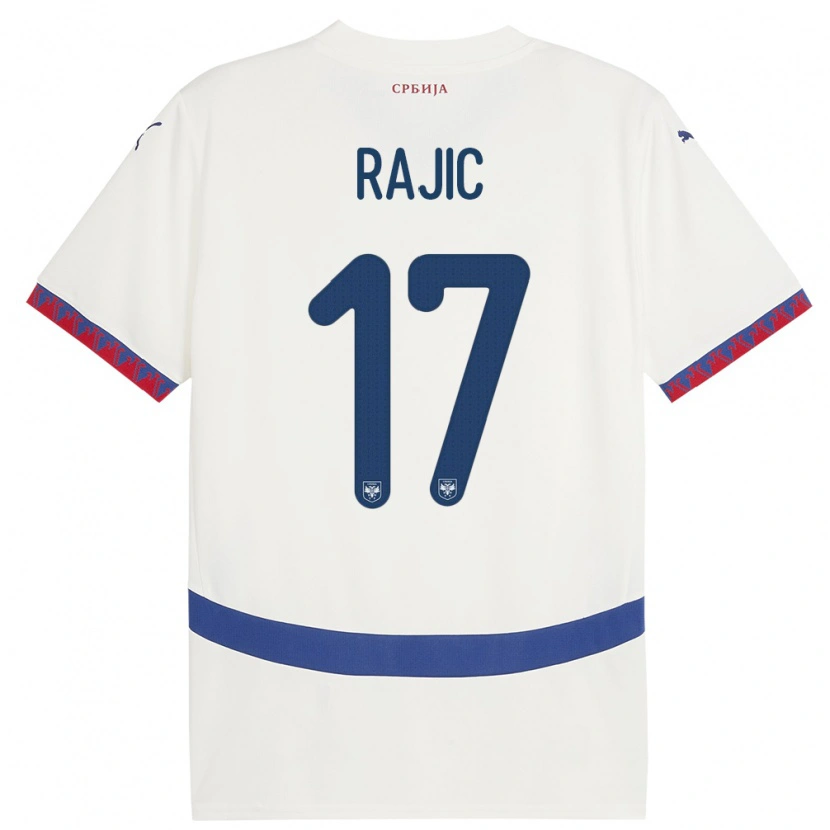 Danxen Mann Serbia Aleksa Rajic #17 Hvit Bortetrøye Drakt Trøye 24-26 Skjorter T-Skjorte