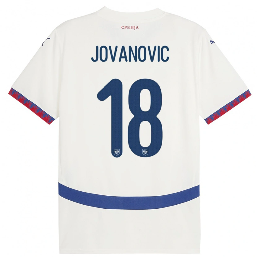 Danxen Mann Serbia Dusan Jovanovic #18 Hvit Bortetrøye Drakt Trøye 24-26 Skjorter T-Skjorte