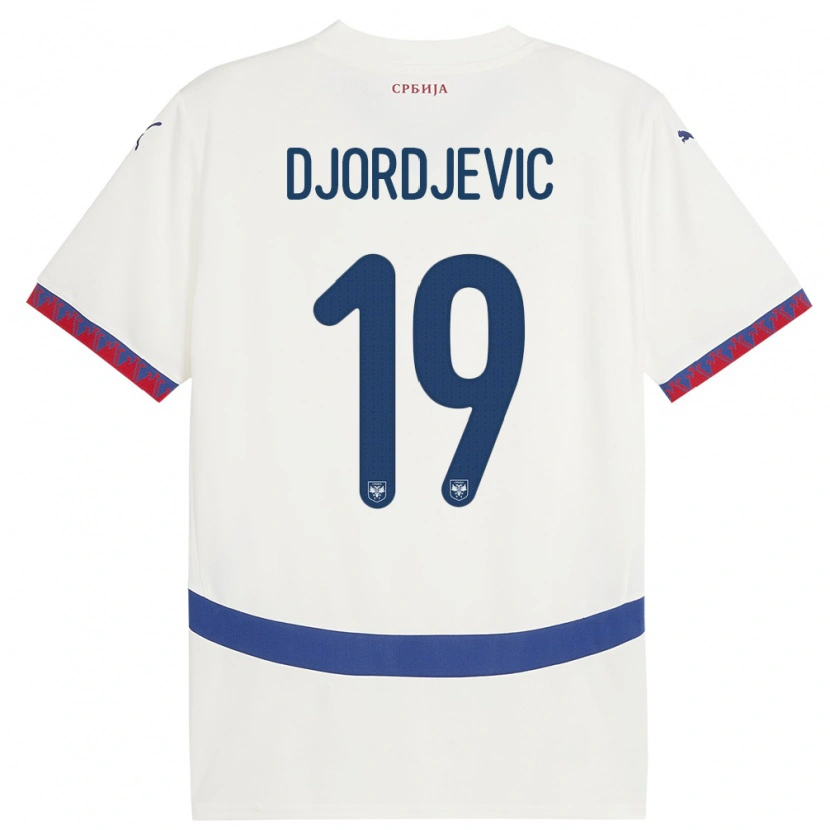 Danxen Mann Serbia Luka Djordjevic #19 Hvit Bortetrøye Drakt Trøye 24-26 Skjorter T-Skjorte