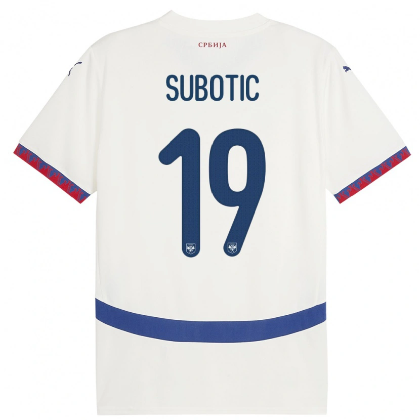 Danxen Mann Serbia Vasilije Subotic #19 Hvit Bortetrøye Drakt Trøye 24-26 Skjorter T-Skjorte