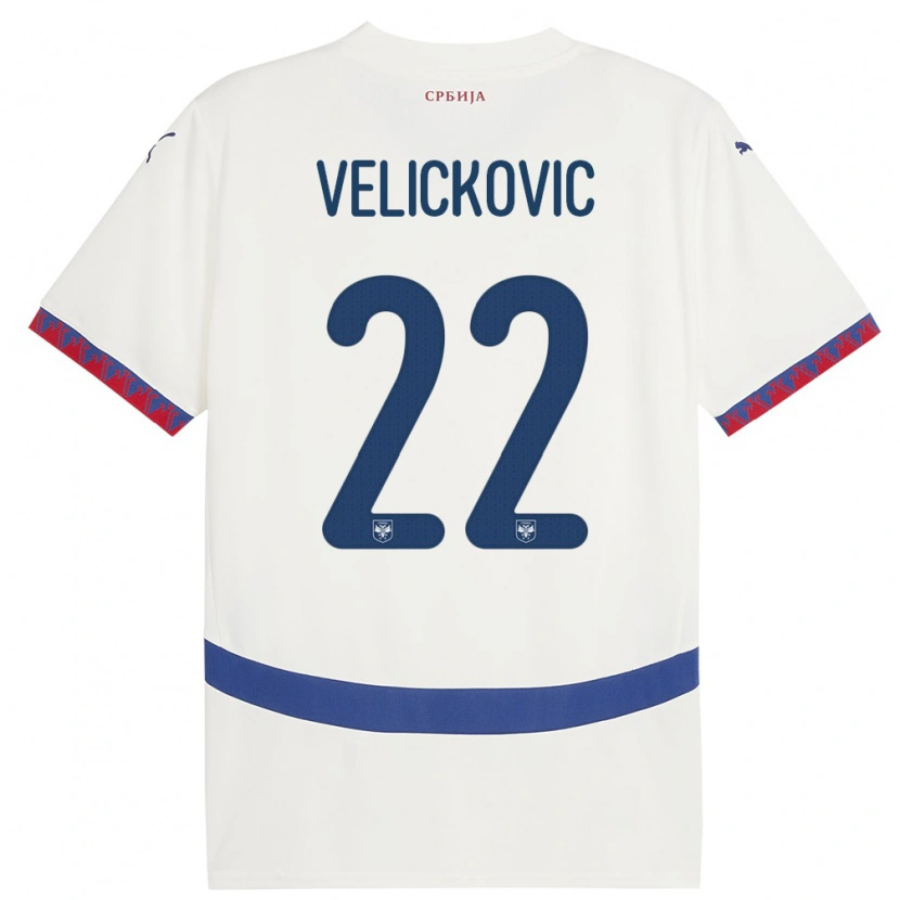 Danxen Mann Serbia Marko Velickovic #22 Hvit Bortetrøye Drakt Trøye 24-26 Skjorter T-Skjorte