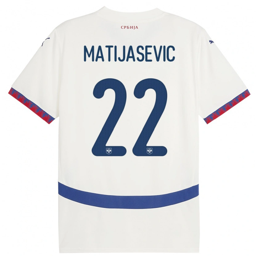 Danxen Mann Serbia Filip Matijasevic #22 Hvit Bortetrøye Drakt Trøye 24-26 Skjorter T-Skjorte