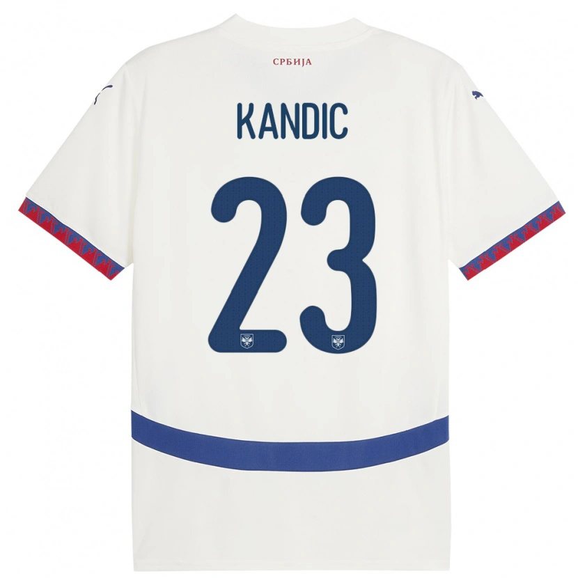 Danxen Mann Serbia Marko Kandic #23 Hvit Bortetrøye Drakt Trøye 24-26 Skjorter T-Skjorte