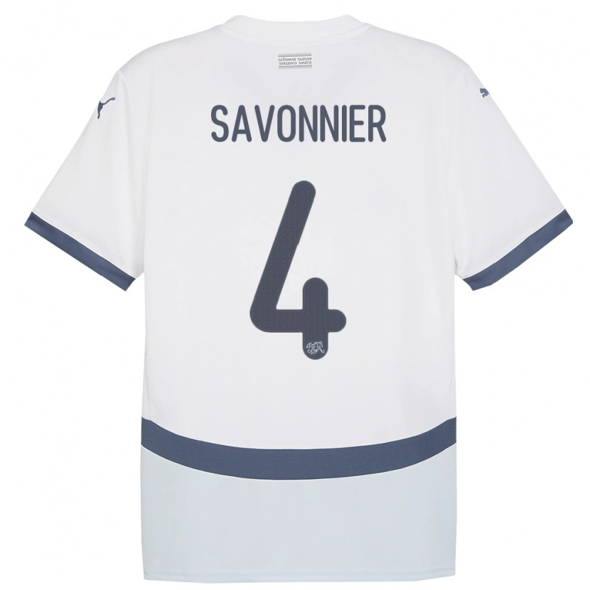 Danxen Mann Sveits Nelson Savonnier #4 Hvit Bortetrøye Drakt Trøye 24-26 Skjorter T-Skjorte