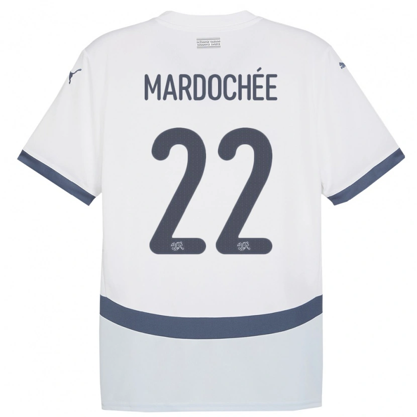 Danxen Mann Sveits Miguel Mardochée #22 Hvit Bortetrøye Drakt Trøye 24-26 Skjorter T-Skjorte