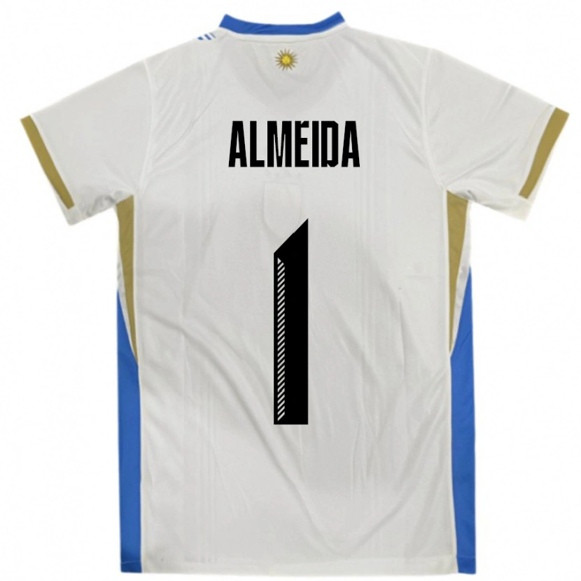 Danxen Mann Uruguay Martin Almeida #1 Hvit Blå Bortetrøye Drakt Trøye 24-26 Skjorter T-Skjorte