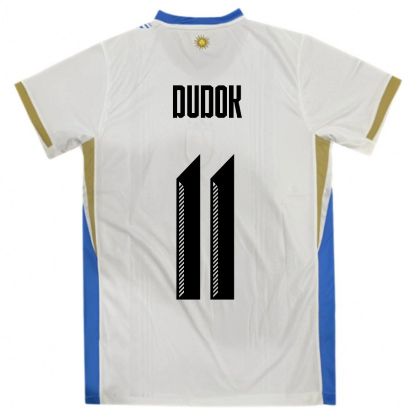 Danxen Mann Uruguay Rodrigo Dudok #11 Hvit Blå Bortetrøye Drakt Trøye 24-26 Skjorter T-Skjorte