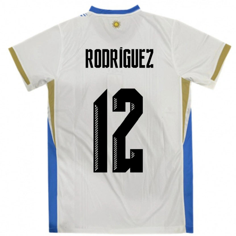 Danxen Mann Uruguay Randall Rodriguez #12 Hvit Blå Bortetrøye Drakt Trøye 24-26 Skjorter T-Skjorte
