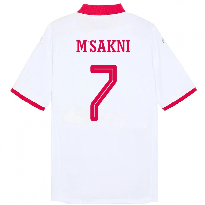 Danxen Mann Tunisia Youssef M Sakni #7 Hvit Bortetrøye Drakt Trøye 24-26 Skjorter T-Skjorte