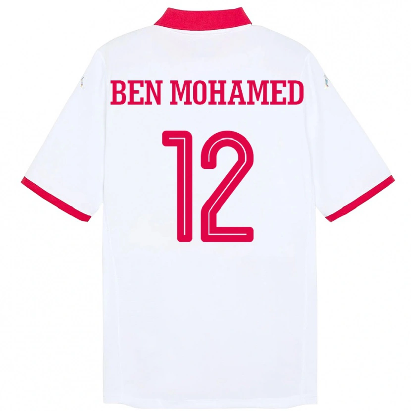 Danxen Mann Tunisia Ibtissem Ben Mohamed #12 Hvit Bortetrøye Drakt Trøye 24-26 Skjorter T-Skjorte