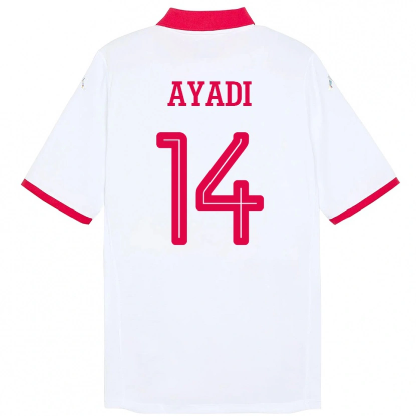 Danxen Mann Tunisia Ghada Ayadi #14 Hvit Bortetrøye Drakt Trøye 24-26 Skjorter T-Skjorte