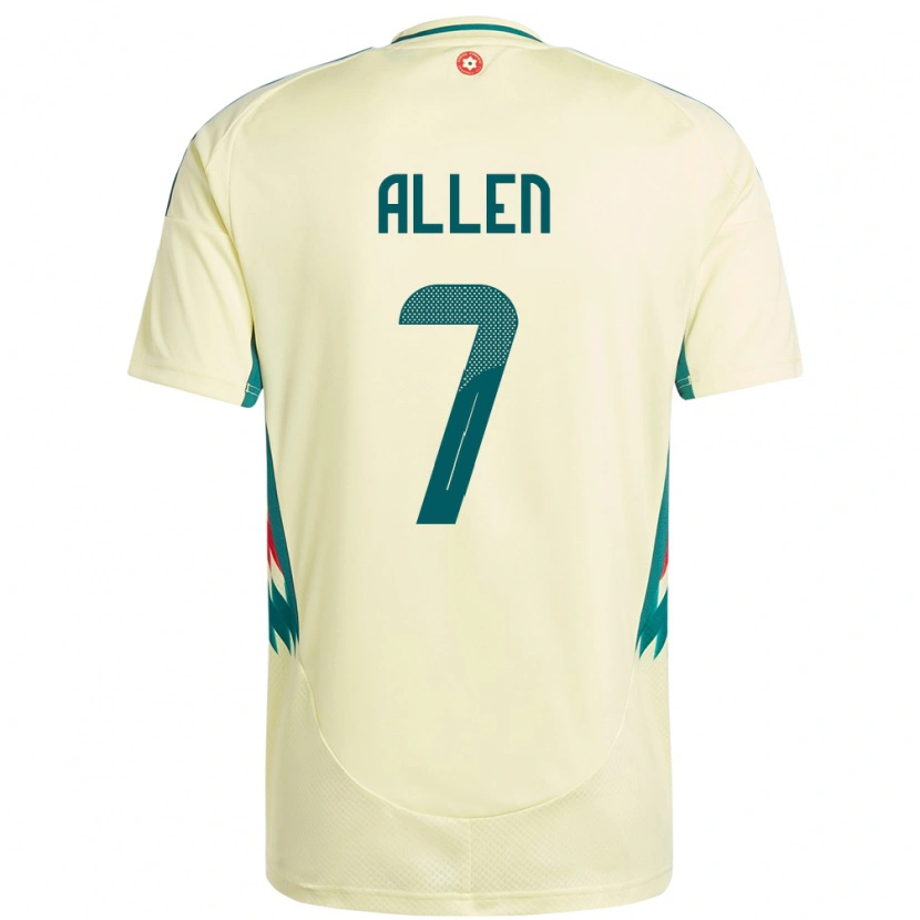 Danxen Mann Wales Joe Allen #7 Beige Gul Bortetrøye Drakt Trøye 24-26 Skjorter T-Skjorte