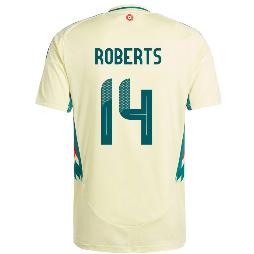 Danxen Mann Wales Connor Roberts #14 Beige Gul Bortetrøye Drakt Trøye 24-26 Skjorter T-Skjorte
