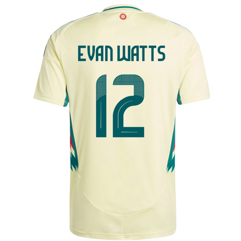 Danxen Mann Wales Evan Watts #12 Beige Gul Bortetrøye Drakt Trøye 24-26 Skjorter T-Skjorte