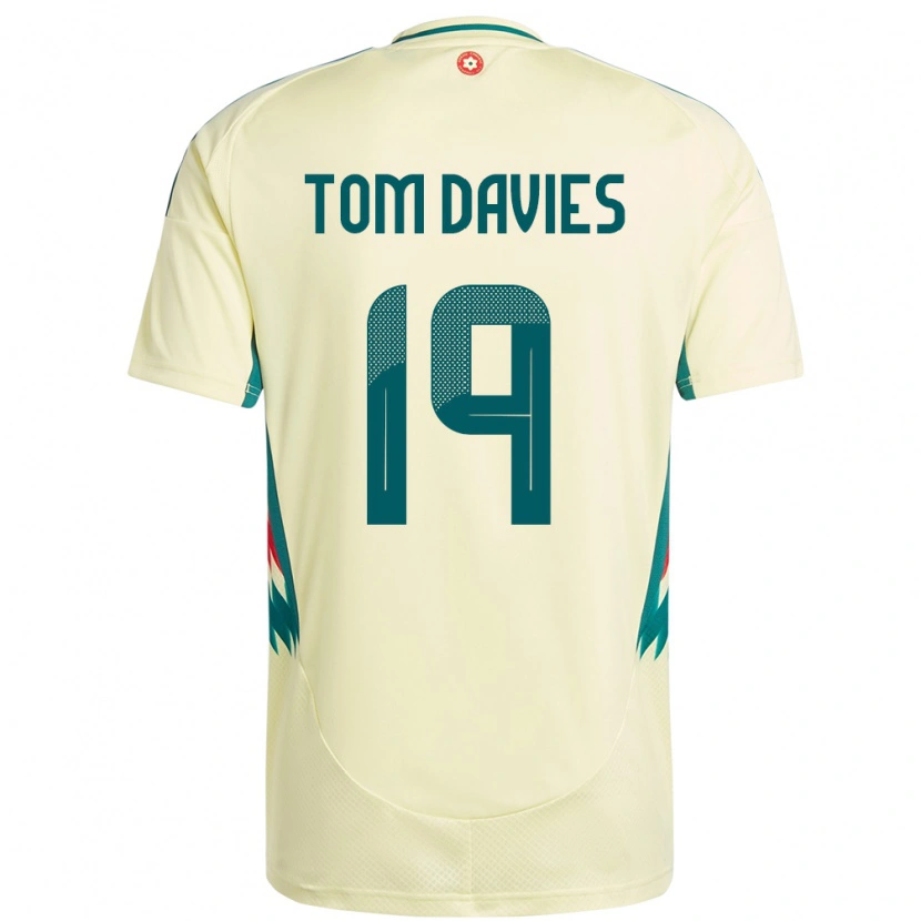 Danxen Mann Wales Tom Davies #19 Beige Gul Bortetrøye Drakt Trøye 24-26 Skjorter T-Skjorte