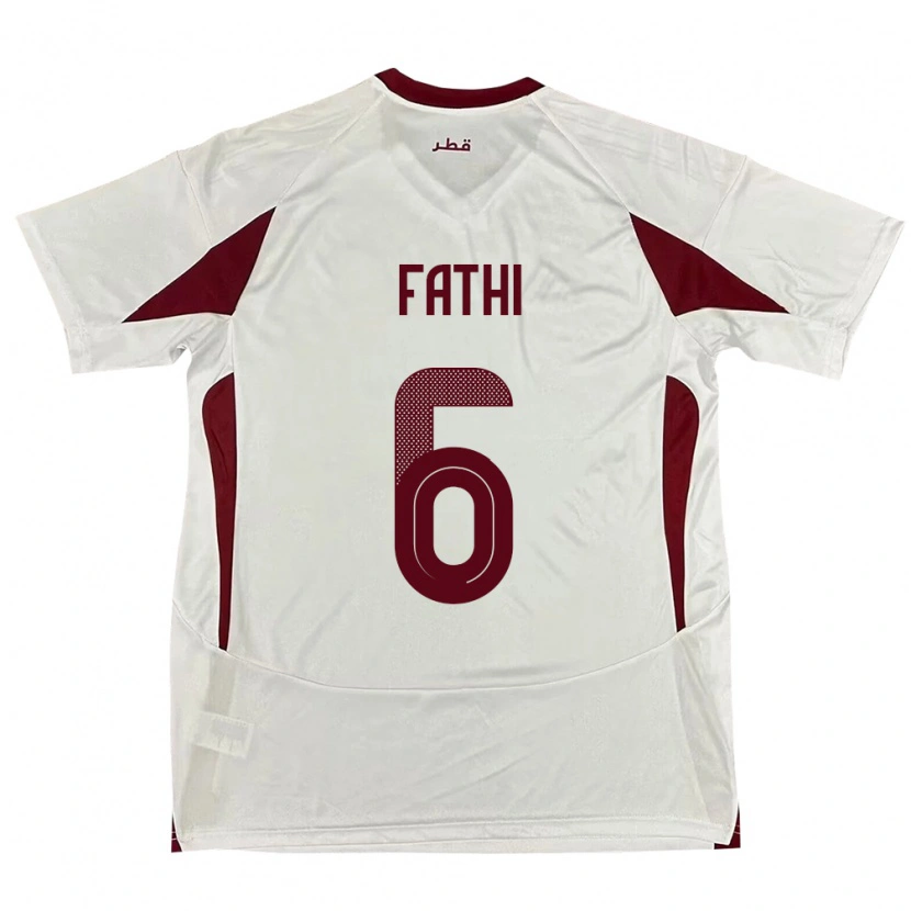 Danxen Mann Qatar Ahmed Fathi #6 Hvit Bortetrøye Drakt Trøye 24-26 Skjorter T-Skjorte