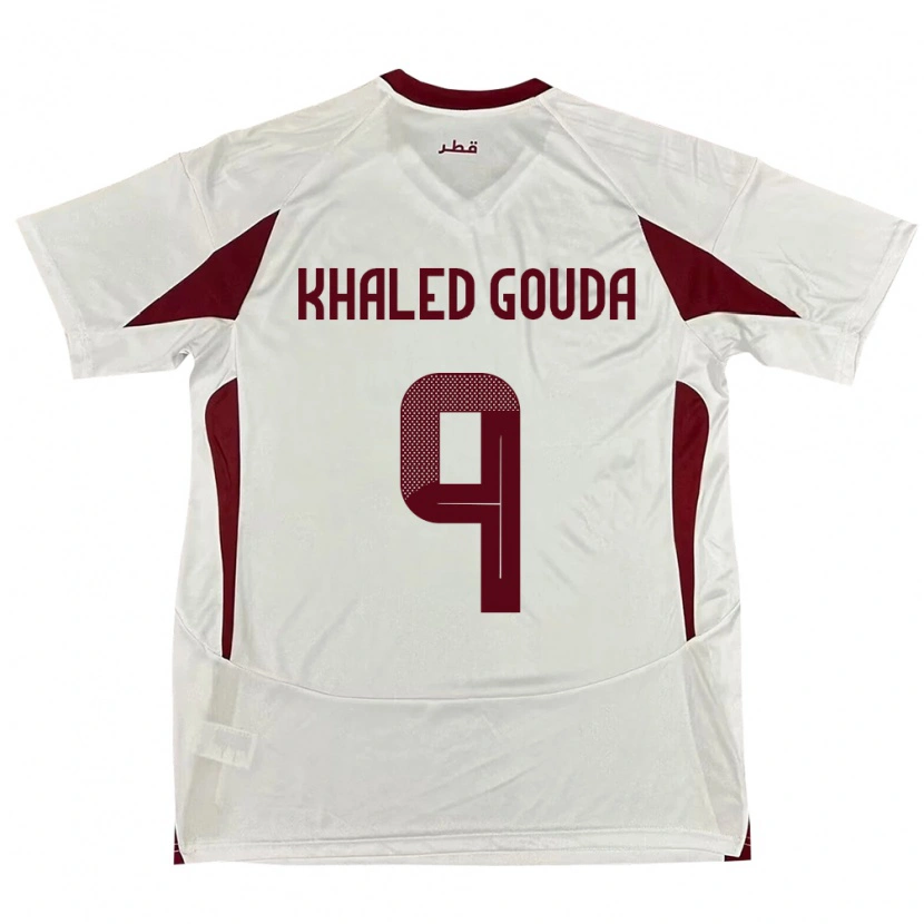 Danxen Mann Qatar Mohamed Khaled Gouda #9 Hvit Bortetrøye Drakt Trøye 24-26 Skjorter T-Skjorte