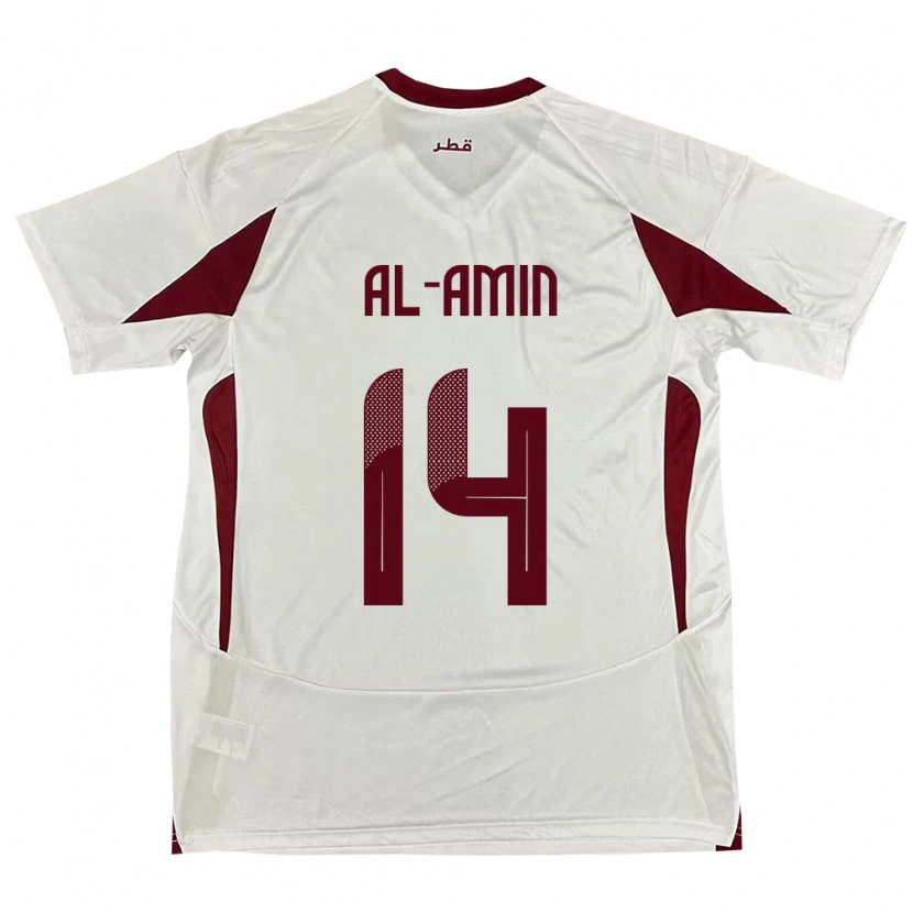 Danxen Mann Qatar Homam Al-Amin #14 Hvit Bortetrøye Drakt Trøye 24-26 Skjorter T-Skjorte