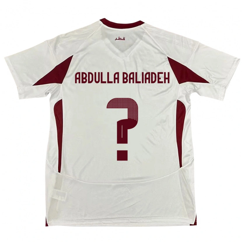 Danxen Mann Qatar Yousef Abdulla Baliadeh #0 Hvit Bortetrøye Drakt Trøye 24-26 Skjorter T-Skjorte