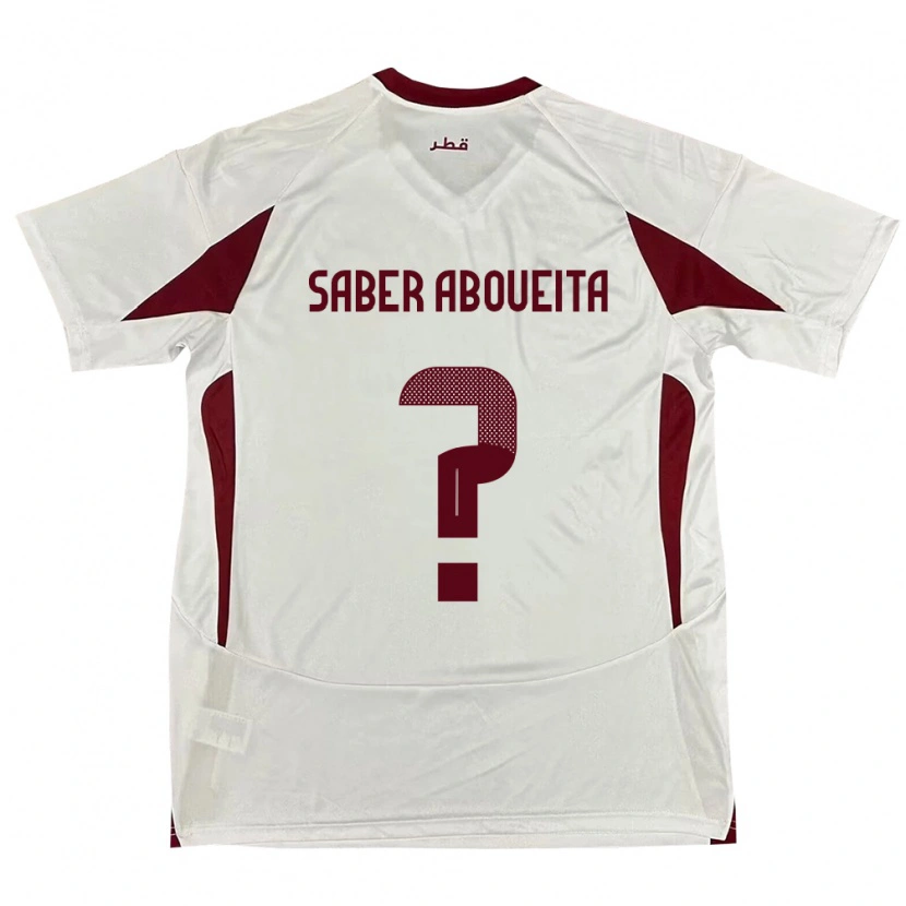 Danxen Mann Qatar Ahmed Saber Aboueita #0 Hvit Bortetrøye Drakt Trøye 24-26 Skjorter T-Skjorte