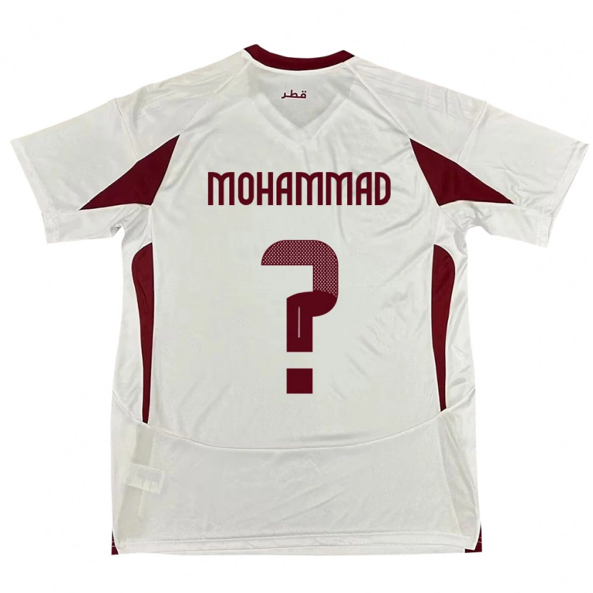 Danxen Mann Qatar Khaled Mohammad #0 Hvit Bortetrøye Drakt Trøye 24-26 Skjorter T-Skjorte