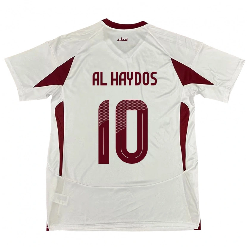 Danxen Mann Qatar Hasan Al Haydos #10 Hvit Bortetrøye Drakt Trøye 24-26 Skjorter T-Skjorte