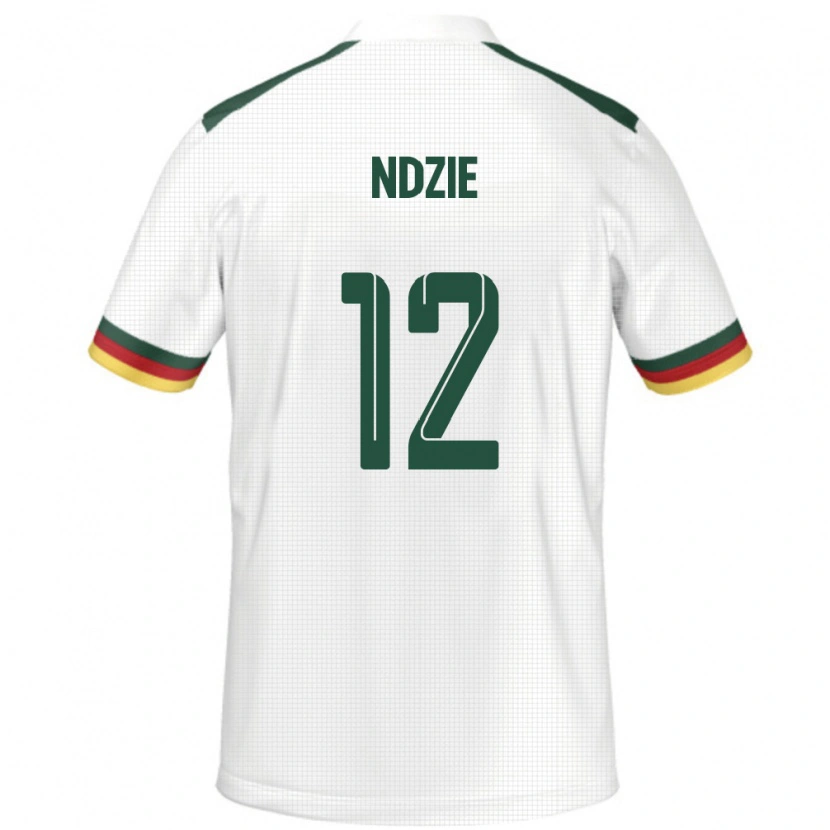Danxen Mann Kamerun Martin Ndzie #12 Hvit Bortetrøye Drakt Trøye 24-26 Skjorter T-Skjorte