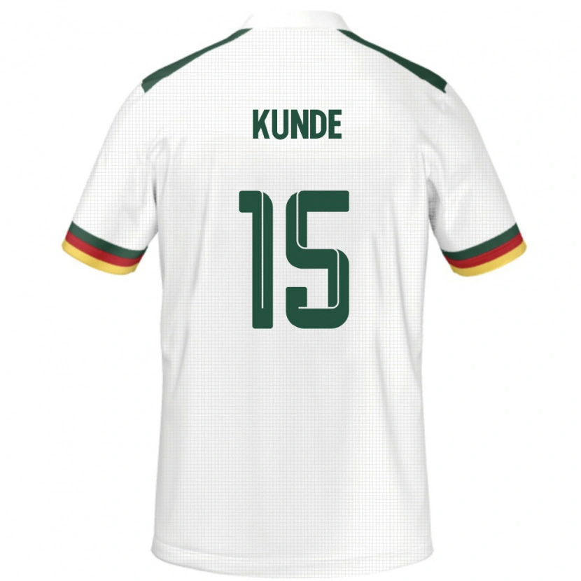Danxen Mann Kamerun Pierre Kunde #15 Hvit Bortetrøye Drakt Trøye 24-26 Skjorter T-Skjorte