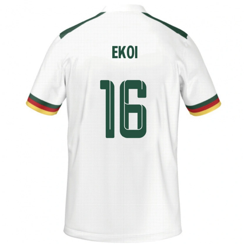 Danxen Mann Kamerun Manfred Ekoi #16 Hvit Bortetrøye Drakt Trøye 24-26 Skjorter T-Skjorte
