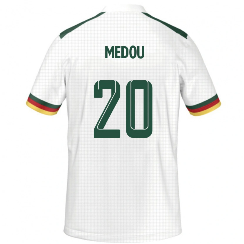 Danxen Mann Kamerun Marc Medou #20 Hvit Bortetrøye Drakt Trøye 24-26 Skjorter T-Skjorte